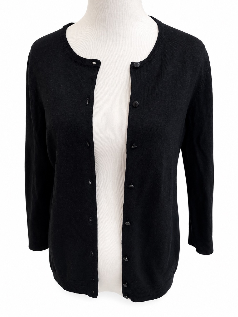 Cable & Gauge Black Round-Neck Button Cardigan size Large